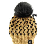 Hand Knitted Lambs Wool Pom Pom Beanie Hats