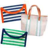 Hand Beaded Canvas Tote + Cabana Stripe Bag w/Chain