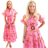 Pink Ruffle Neck Cleo Maxi Dress w/ Pockets