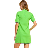 Apple Green & Navy Button Back Jaqueline Dress