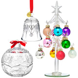 Crystal 2023 Bell Ornament + Crystal Christmas Tree & Round Ornament Box