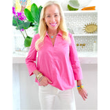 Pink Pleated Back Cotton Colony Top