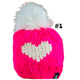 Hand Knitted Lambs Wool Pom Pom Beanie Hats