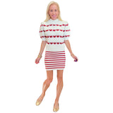 Red & Ivory Knit Jacks Skirt