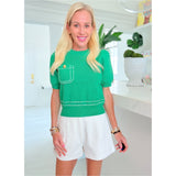 Green Embroidered Sarah Top