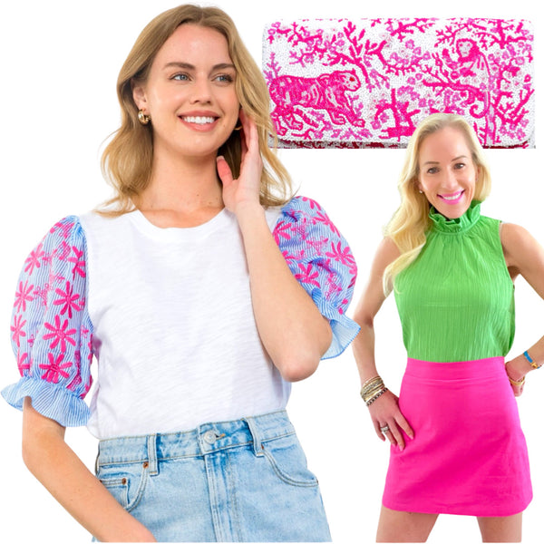 Bubble Sleeved Seersucker Top main image 1