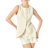 Off White Textured Camille Shorts & Top (sold separately)