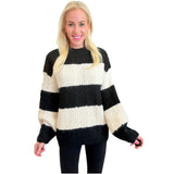 Black & Ivory Wool Blend Dasha Sweater