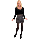 Metallic Tweed Chain Trimmed Fiesta Skirt