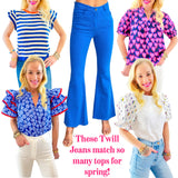 Cerulean Blue Twill Denim Mila Jeans