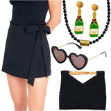 14K Gold Plated Handmade Champagne Bottle & Heart Earrings