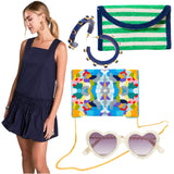 Hand Beaded Canvas Tote + Cabana Stripe Bag w/Chain