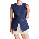 Denim Gold Pointed Palma Top & Shorts (sold separately)