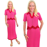 Red Scalloped Knit Dana Skirt Set (sold separately)