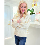 Gold Button Cable Knit Hannah Sweater