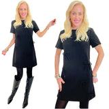 đBlack BOW Applique Clain Shift Dress