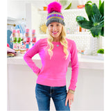 Hand Knitted Lambs Wool Pom Pom Beanie Hats