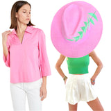 Pink Pleated Back Cotton Colony Top