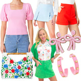 Pink Stretchy Knit Puff Sleeve Livvie Top