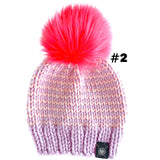 Hand Knitted Lambs Wool Pom Pom Beanie Hats