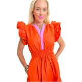 Pink & Orange Leather Holly Dress w/ Pockets