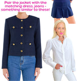 Scalloped Trim Cotton Button Down Cella Top