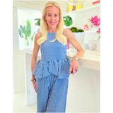 Blue Stripe Melanie Top & Pants (sold separately)