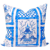 22” Original Art Linen & Cotton Pillows with White Piped Welting