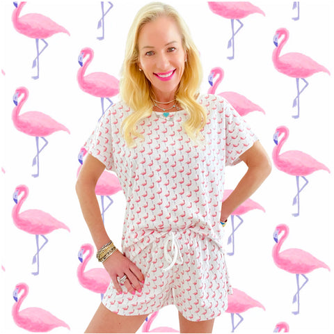 Pima Cotton Flamingos Pajama Short Set