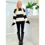 Black & Ivory Wool Blend Dasha Sweater