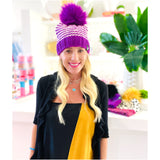 Hand Knitted Lambs Wool Pom Pom Beanie Hats