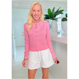 Pink Heart Button Thin Cotton Patsy Cardigan