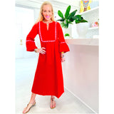 Pink & Red Scalloped Trim Miranda Dress w/ Pockets