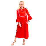 Pink & Red Scalloped Trim Miranda Dress w/ Pockets