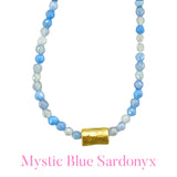 (7 Styles) Handmade Gold Bar Accented Gemstone Candy Necklaces