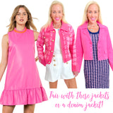 Pink Gold Button Houndstooth Rosalyn Cardigan Jacket