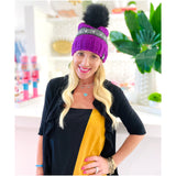 Hand Knitted Lambs Wool Pom Pom Beanie Hats