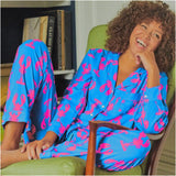 Electric Blue & Pink Lobster Pajamas w/Contrast Piping