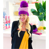 Hand Knitted Lambs Wool Pom Pom Beanie Hats