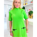 Apple Green & Navy Button Back Jaqueline Dress
