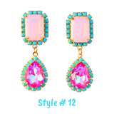 18K Gold Plt Swarovski Crystal & Gemstone Earrings (Handmade in Virginia)