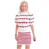 Red & Ivory Knit Jacks Skirt