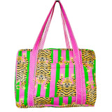 (6 Colors) Quilted Block Print Overnight Bags w/ Top Zip