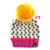Hand Knitted Lambs Wool Pom Pom Beanie Hats