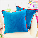 (Set of 2) 7 Colors - Velvet 22” Pillows with Contrasting Color Trim
