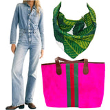 Handmade Beaded Palms Collar Necklace & Holiday Bag