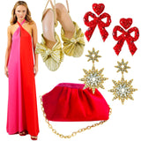 Handmade Silk Velvet Pink & Red Dolly Bag & π Brooke Bag, Handmade in Turkey