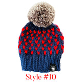 Hand Knitted Lambs Wool Pom Pom Beanie Hats