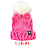 Hand Knitted Lambs Wool Pom Pom Beanie Hats
