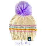 Hand Knitted Lambs Wool Pom Pom Beanie Hats